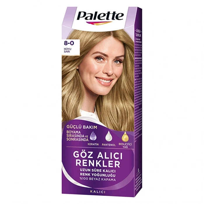 Palette Göz Alıcı Renkler Saç Boyası 8-0 Koyu Sarı