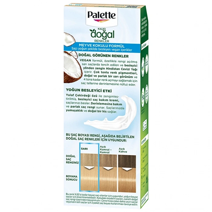 Palette Kalıcı Doğal Renkler Saç Boyası 10-0 Açık Sarı