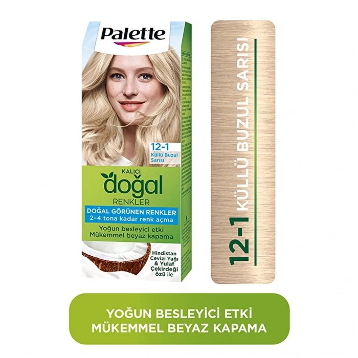 Palette Kalıcı Doğal Renkler Saç Boyası 12-1 Küllü Buzul Sarısı