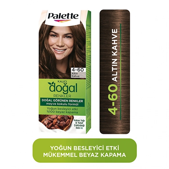 Palette Kalıcı Doğal Renkler Saç Boyası 4-60 Altın Kahve