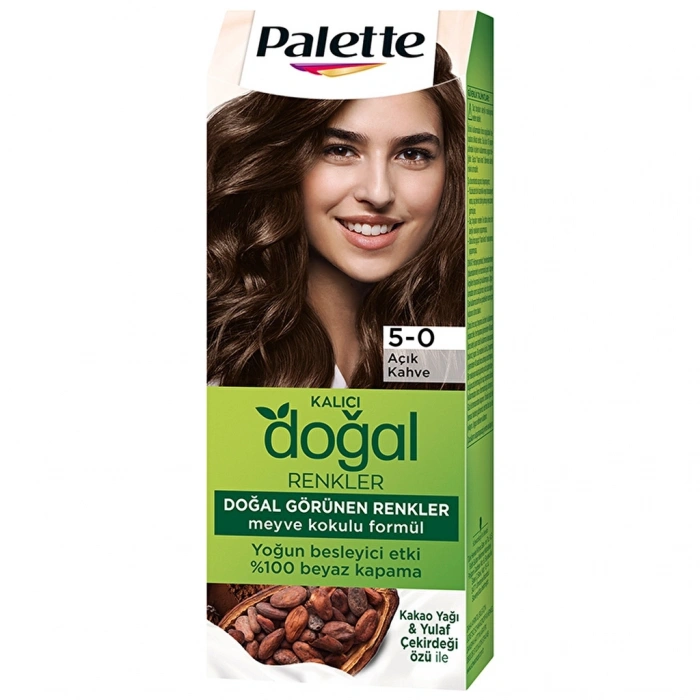 Palette Kalıcı Doğal Renkler Saç Boyası 5-0 Açık Kahve