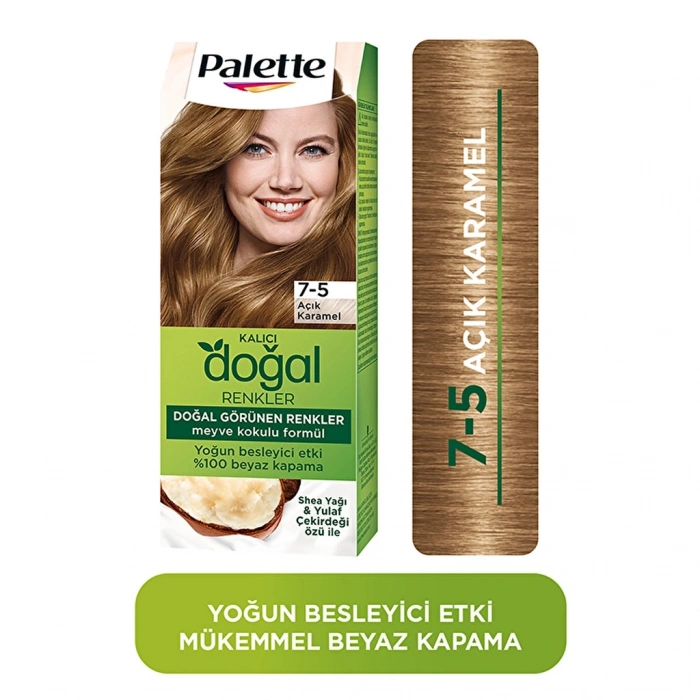 Palette Kalıcı Doğal Renkler Saç Boyası 7-5 Açık Karamel