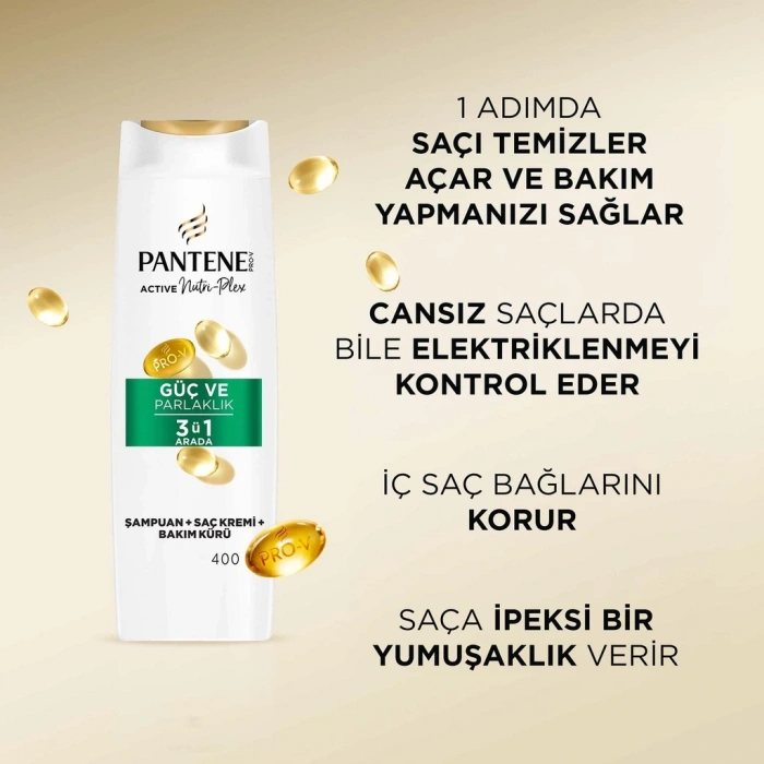 Pantene Güç & Parlaklık 3ü 1 Arada Şampuan 400 ml