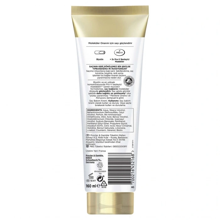 Pantene Pro-V Miracles Molecular Bond Repair Saç Bakım Kremi Yıpranmış Saçlar İçin 160 ml
