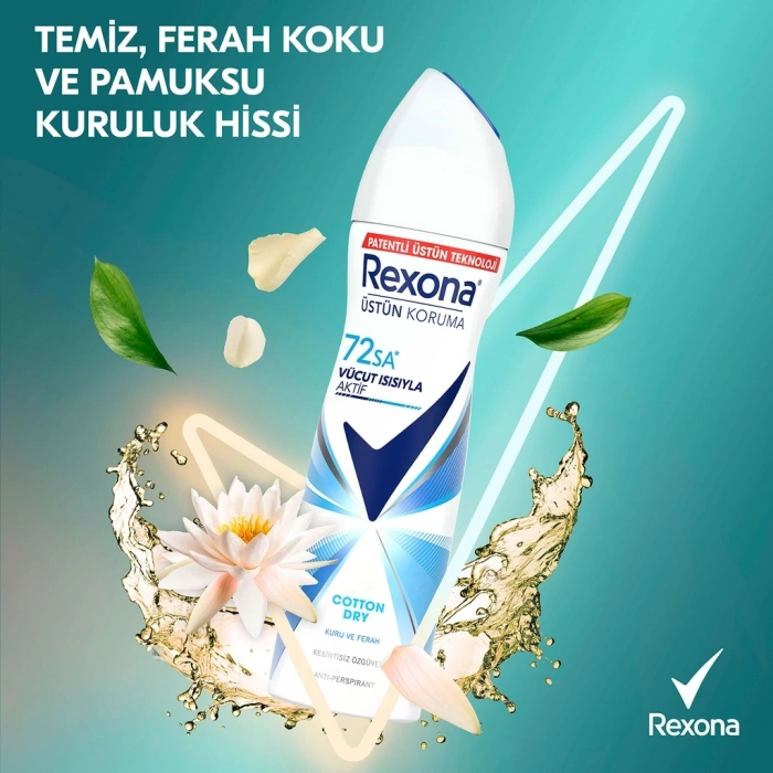 Rexona Kadın Sprey Deodorant Cotton Dry 72 Saat Kesintisiz Koruma 150 ml