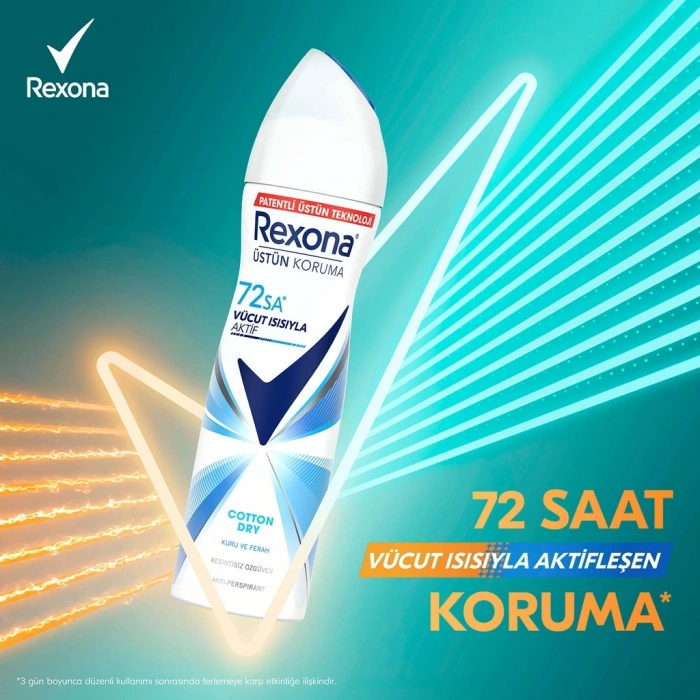 Rexona Kadın Sprey Deodorant Cotton Dry 72 Saat Kesintisiz Koruma 150 ml