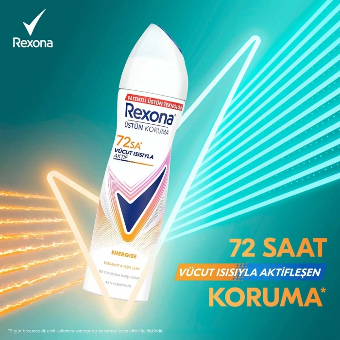 Rexona Kadın Sprey Deodorant Energise Bergamot & Yeşil Elma 150 ml