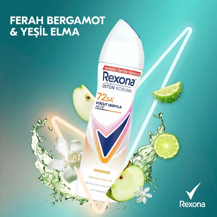 Rexona Kadın Sprey Deodorant Energise Bergamot & Yeşil Elma 150 ml