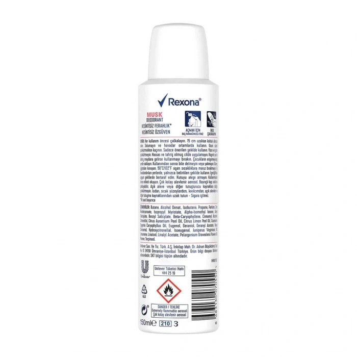Rexona Kadın Sprey Deodorant Musk %0 Alüminyum 150 ml