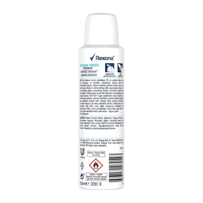 Rexona Kadın Sprey Deodorant Ocean Fresh %0 Alüminyum 150 ml