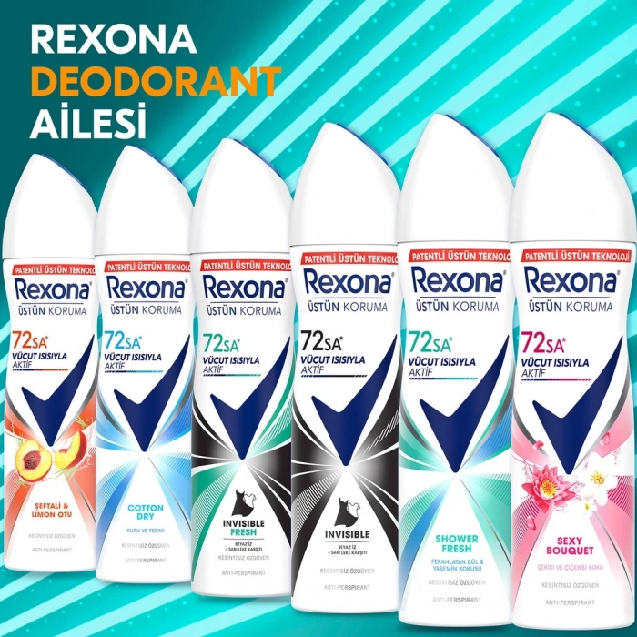 Rexona Kadın Sprey Deodorant Şeftali & Limon Otu 72 Saat Kesintisiz Koruma 150 ml