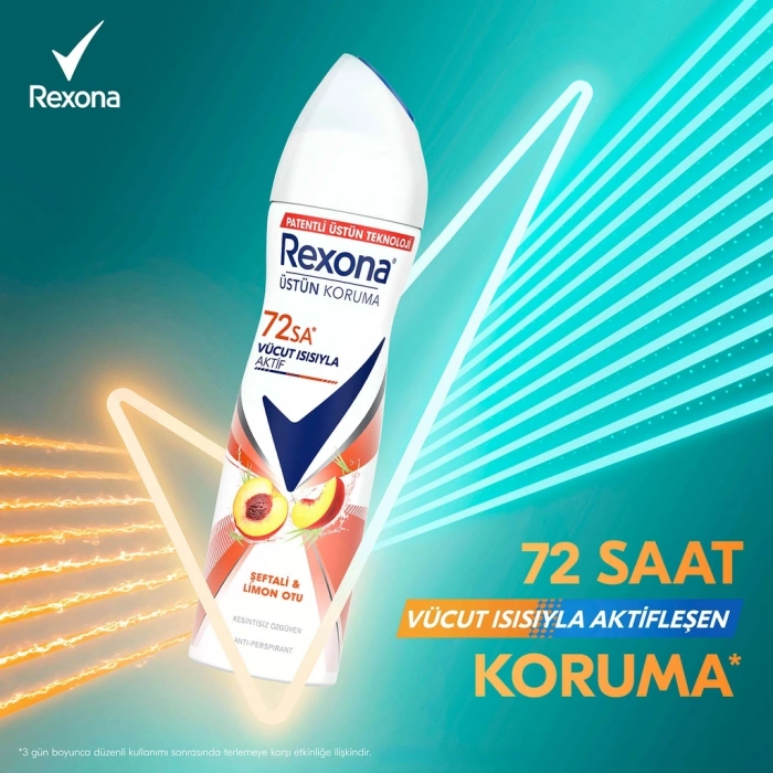 Rexona Kadın Sprey Deodorant Şeftali & Limon Otu 72 Saat Kesintisiz Koruma 150 ml