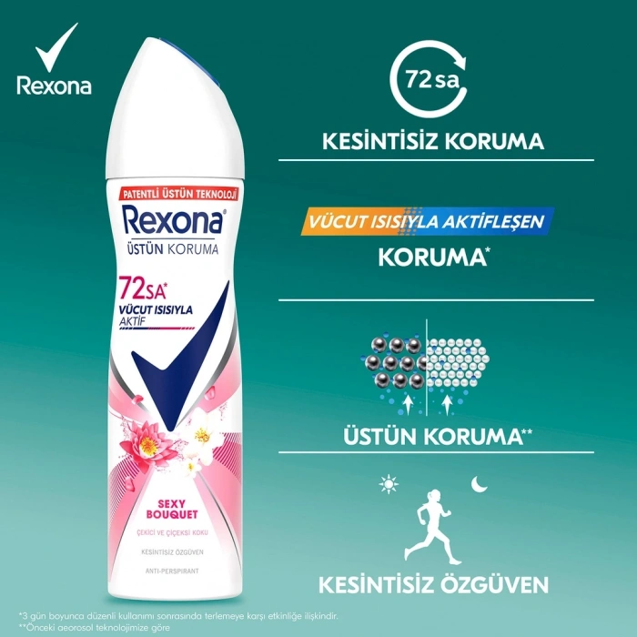 Rexona Kadın Sprey Deodorant Sexy Bouquet 72 Saat Kesintisiz Koruma 150 ml