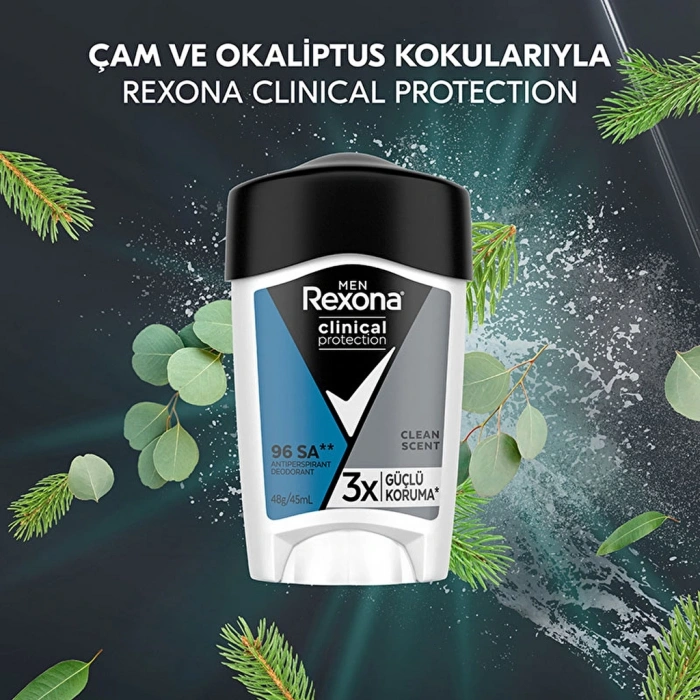 Rexona Men Clinical Protection Erkek Stick Deodorant Clean Scent 45 ml