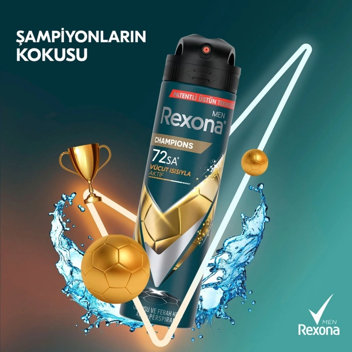 Rexona Men Erkek Sprey Deodorant Champions 72 Saat Kesintisiz Koruma 150 ml