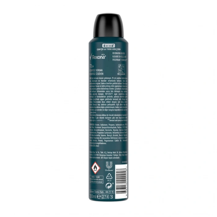 Rexona Men Erkek Sprey Deodorant Invisible Black & White 72 Saat Kesintisiz Koruma 200 ml