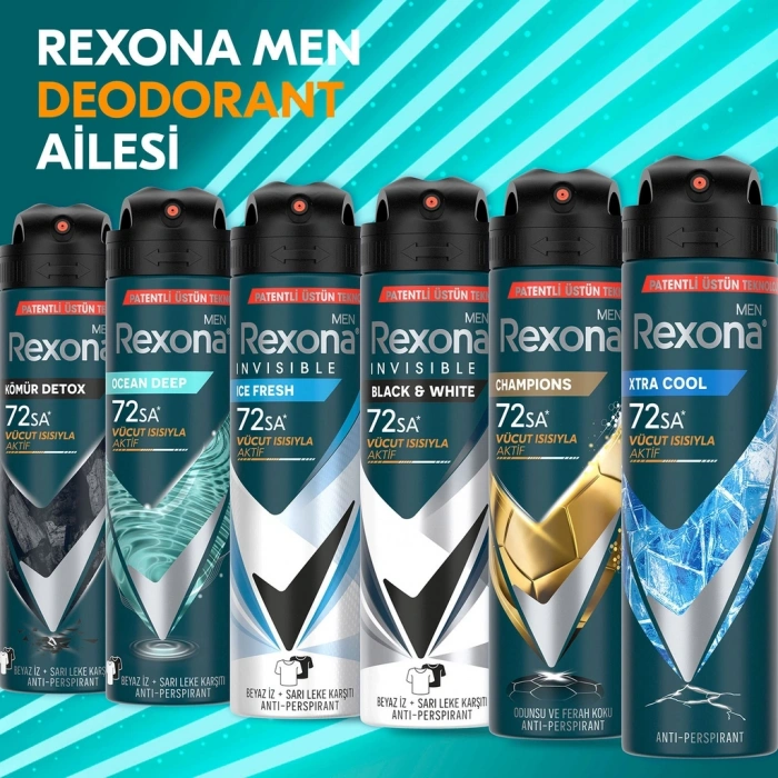Rexona Men Erkek Sprey Deodorant Xtra Cool 72 Saat Kesintisiz Koruma 150 ml