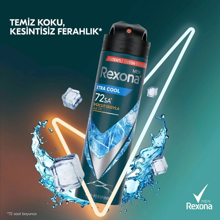 Rexona Men Erkek Sprey Deodorant Xtra Cool 72 Saat Kesintisiz Koruma 150 ml