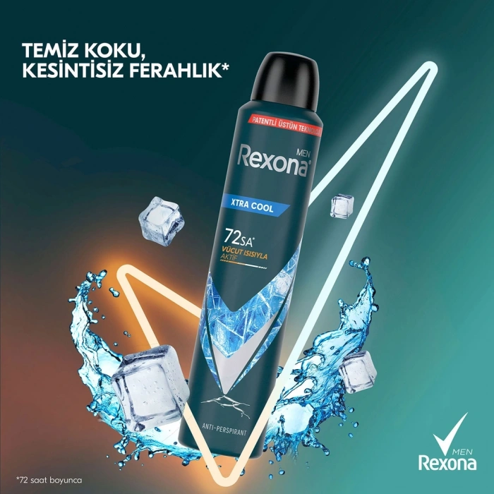Rexona Men Erkek Sprey Deodorant Xtra Cool 72 Saat Kesintisiz Koruma 200 ml