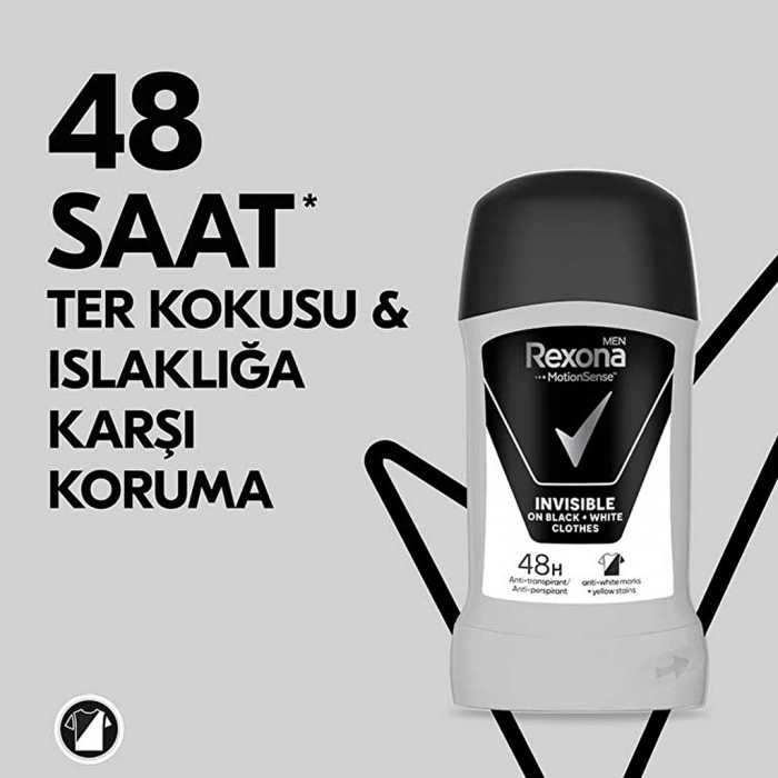 Rexona Men MotionSense Erkek Stick Deodorant Invisible On Black White Clothes 50 ml