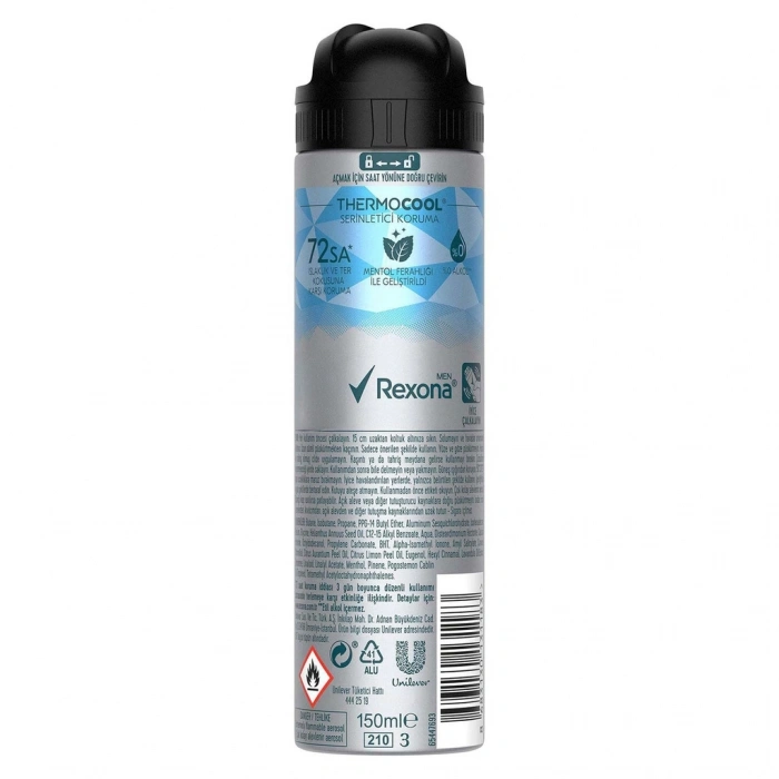 Rexona Men Thermocool Erkek Sprey Deodorant Menthol & Blue Lavender 150 ml