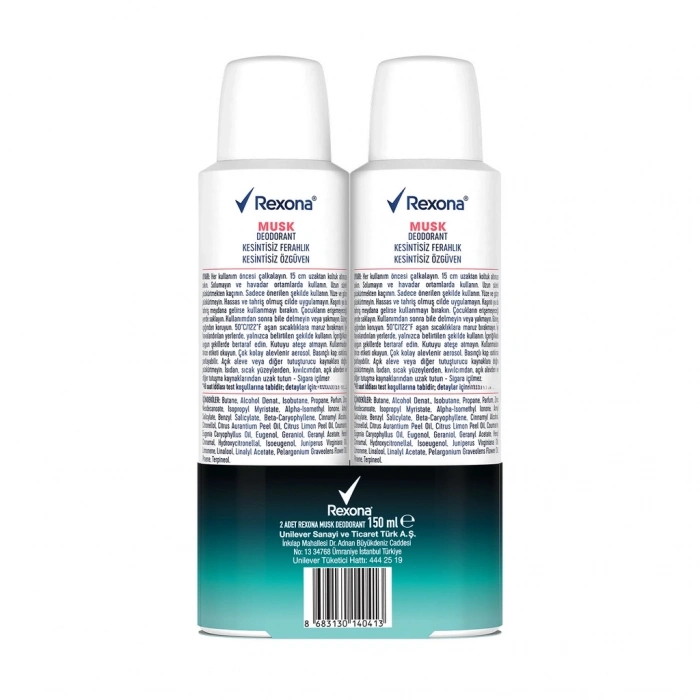 Rexona Musk %0 Alüminyum Kadın Sprey Deodorant 150 ml x 2