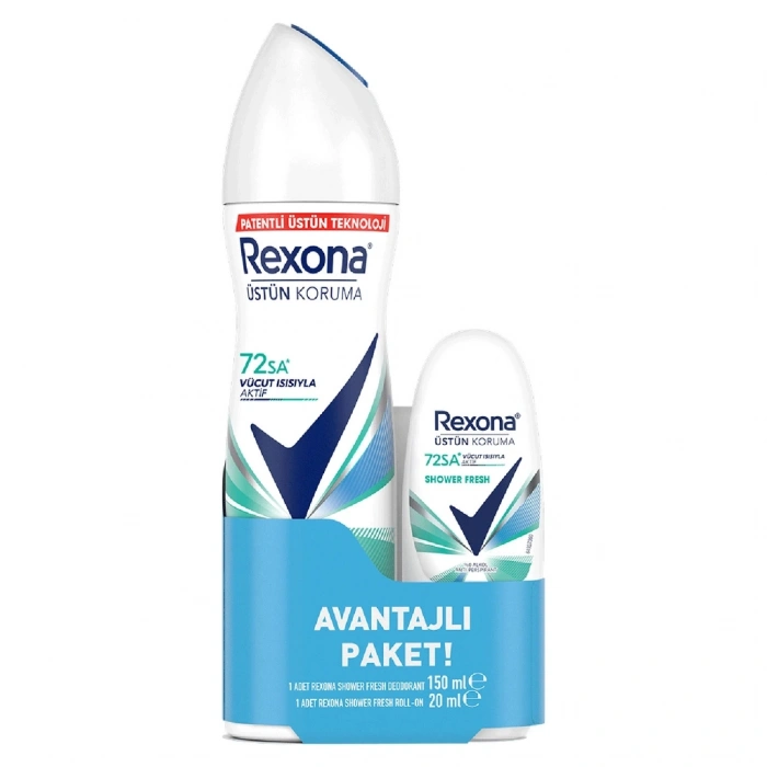 Rexona Shower Fresh Üstün Koruma Kadın Sprey Deodorant 150 ml + Roll On 20 ml