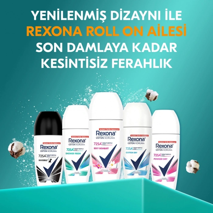 Rexona Üstün Koruma Kadın Roll On Deodorant Cotton Dry 72 Saat Kesintisiz Koruma 50 ml