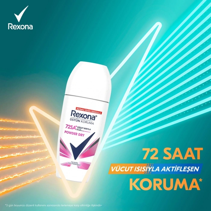 Rexona Üstün Koruma Kadın Roll On Deodorant Powder Dry 72 Saat Kesintisiz Koruma 50 ml