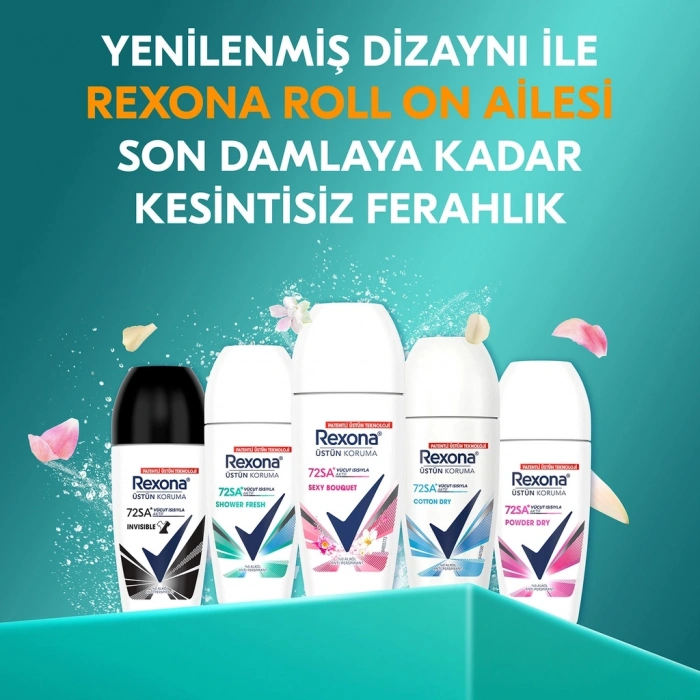 Rexona Üstün Koruma Kadın Roll On Deodorant Powder Dry 72 Saat Kesintisiz Koruma 50 ml