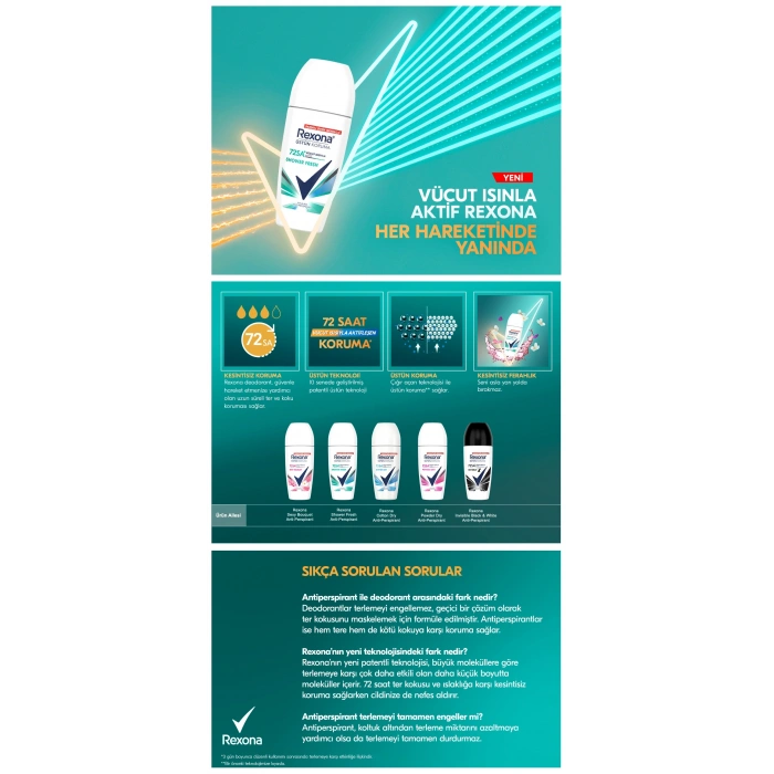 Rexona Üstün Koruma Kadın Roll On Deodorant Shower Fresh 72 Saat Kesintisiz Koruma 50 ml