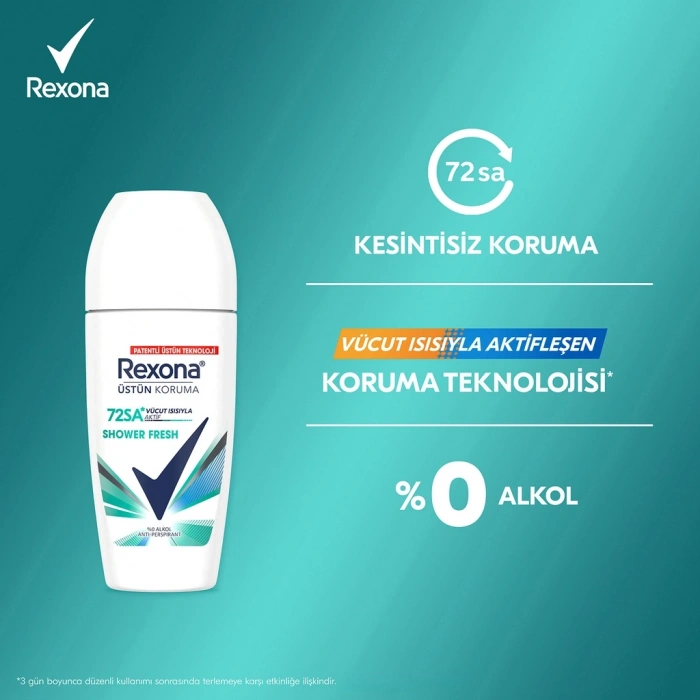 Rexona Üstün Koruma Kadın Roll On Deodorant Shower Fresh 72 Saat Kesintisiz Koruma 50 ml