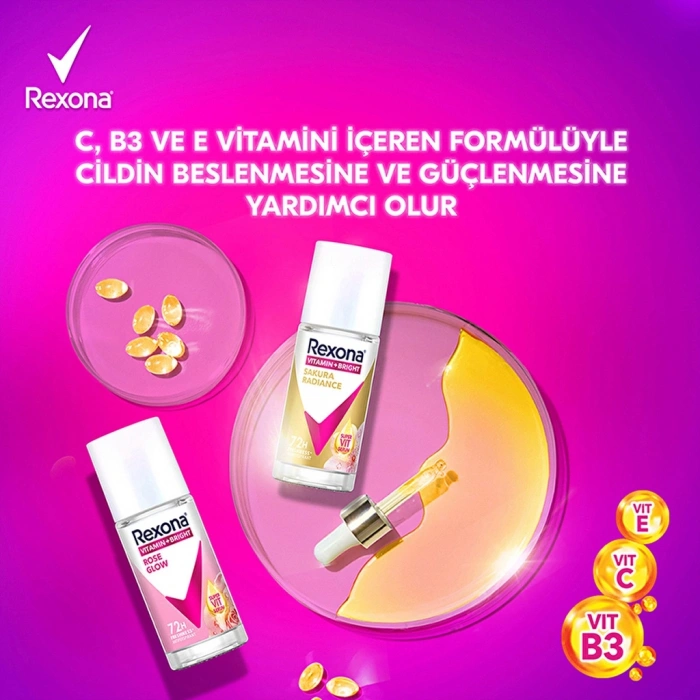 Rexona Vitamin + Bright Kadın Roll On Deodorant Rose Glow 45 ml