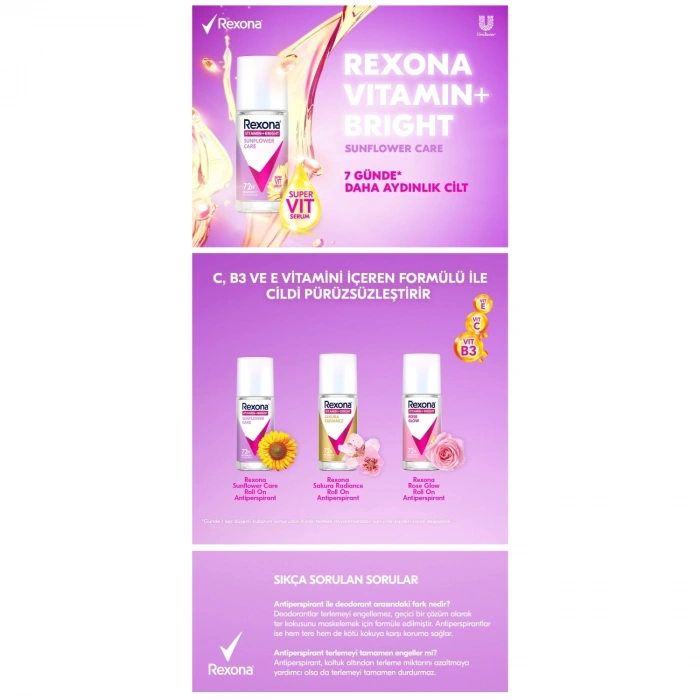 Rexona Vitamin + Bright Kadın Roll On Deodorant Sunflower Care 45 ml