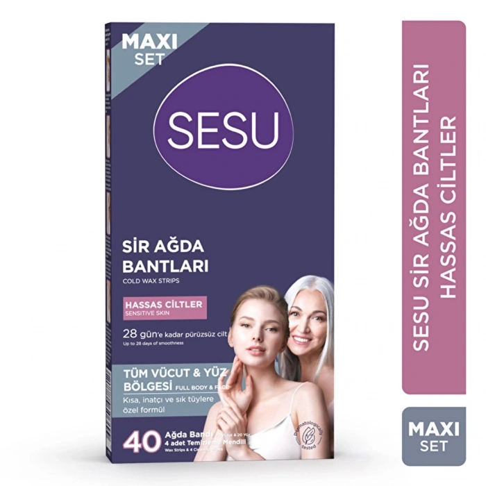 Sesu Hassas Ciltlere Özel Maxi Set Ağda Bandı 40lı