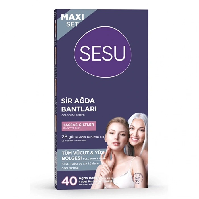 Sesu Hassas Ciltlere Özel Maxi Set Ağda Bandı 40lı