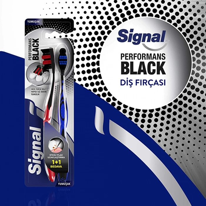 Signal Performans Black Etkili Plak Uzaklaştırma Diş Fırçası 1+1 (Yumuşak)