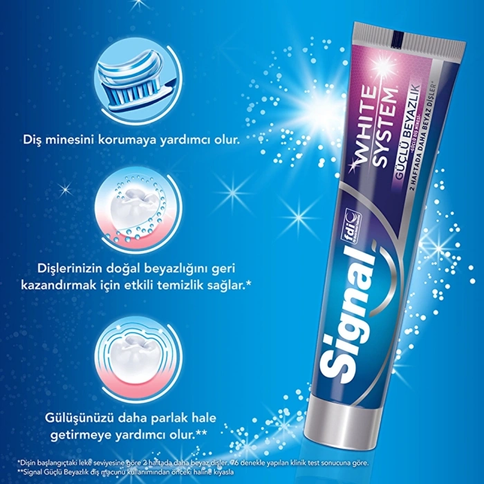 Signal White System Diş Macunu Güçlü Beyazlık Güçlü Diş Minesi 75 ml x 2