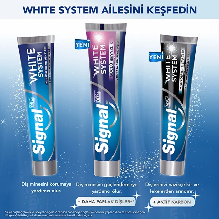 Signal White System Diş Macunu Güçlü Beyazlık Güçlü Diş Minesi 75 ml x 2