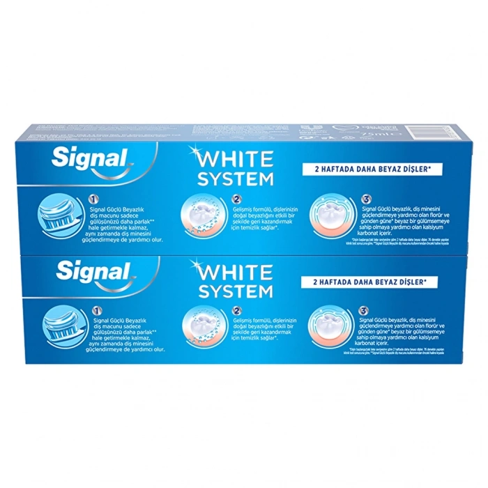 Signal White System Diş Macunu Güçlü Beyazlık Güçlü Diş Minesi 75 ml x 2