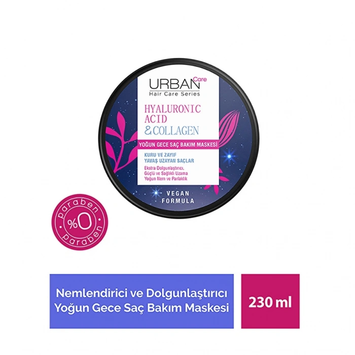 Urban Care Hyaluronik Asit & Kolajen Yoğun Gece Saç Bakım Maskesi 230 ml