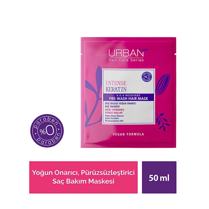 Urban Care Intense Keratin Hasar Onarımı ve Parlaklık Veren Duş Öncesi Saç Bakım Maskesi 50 ml