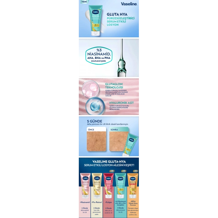 Vaseline Gluta-Hya Serum Etkili Vücut Losyonu Pürüzsüzleştirici 170 ml