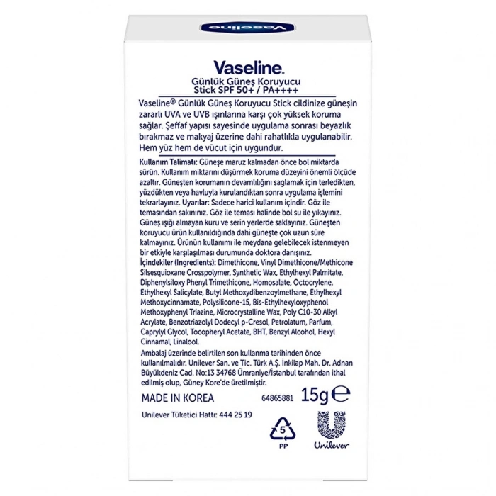 Vaseline Günlük Güneş Koruyucu Stick SPF 50+ 15 gr