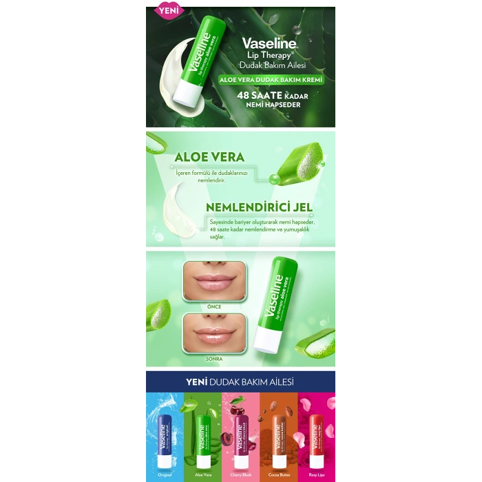 Vaseline Lip Therapy Dudak Bakım Kremi Aloe Vera 4.8 gr
