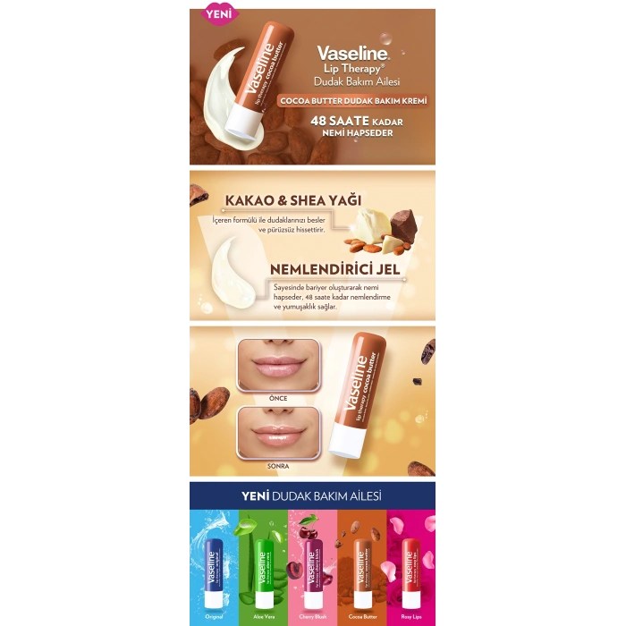 Vaseline Lip Therapy Dudak Bakım Kremi Cocoa Butter 4.8 gr