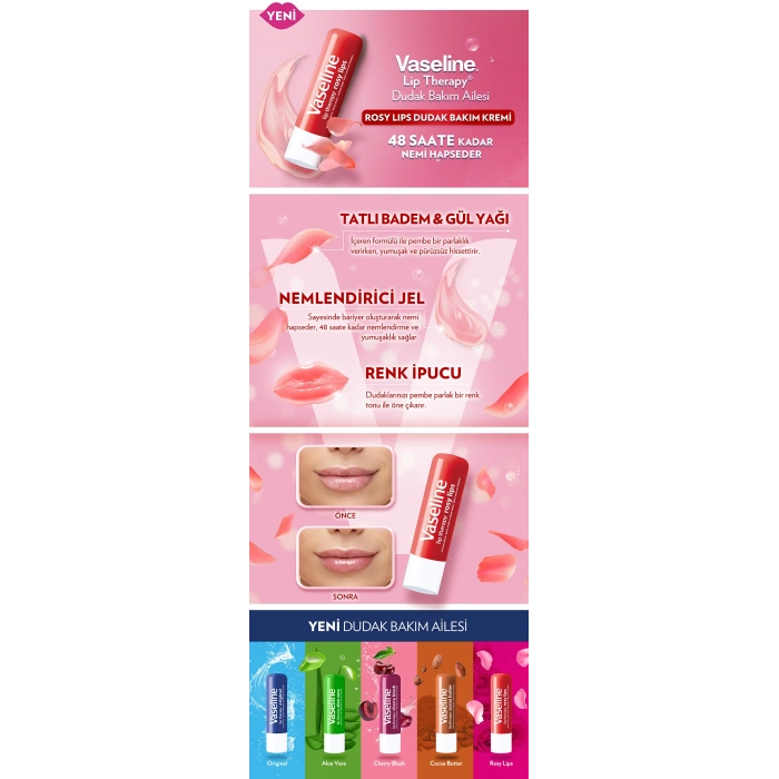 Vaseline Lip Therapy Dudak Bakım Kremi Rosy Lips 4.8 gr