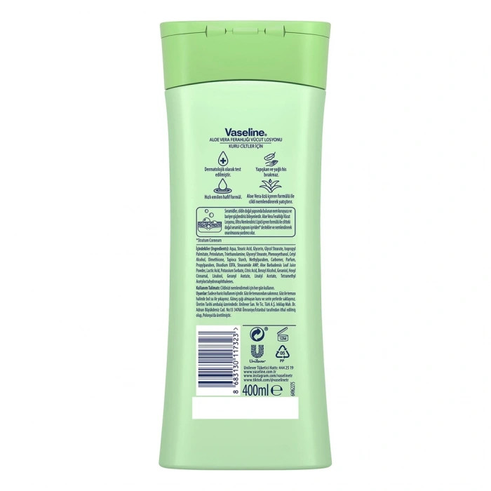 Vaseline Vücut Losyonu Aloe Vera Ferahlığı Kuru Ciltler İçin 400 ml