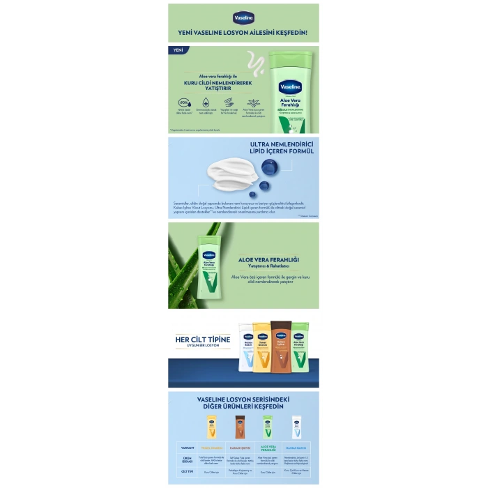 Vaseline Vücut Losyonu Aloe Vera Ferahlığı Kuru Ciltler İçin 400 ml