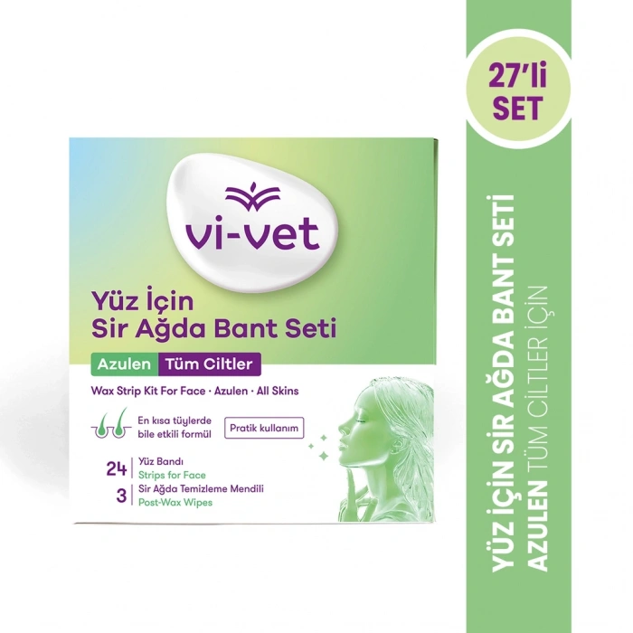 Vi-Vet Yüz İçin Sir Ağda Bant Seti Azulen 27li (24 Yüz Bandı + 3 Temizleme Mendili)